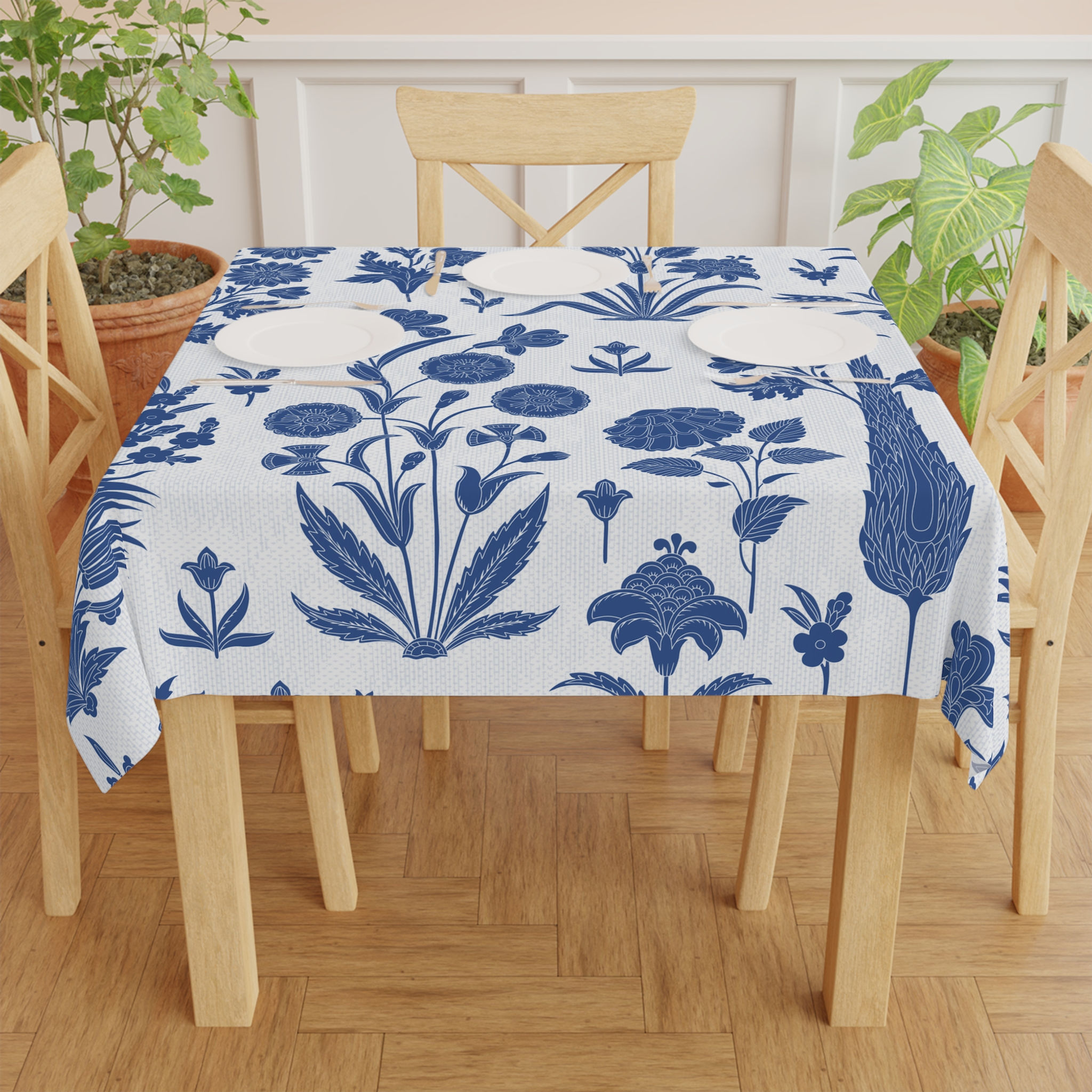 Malabar Blue Floral Tablecloth 