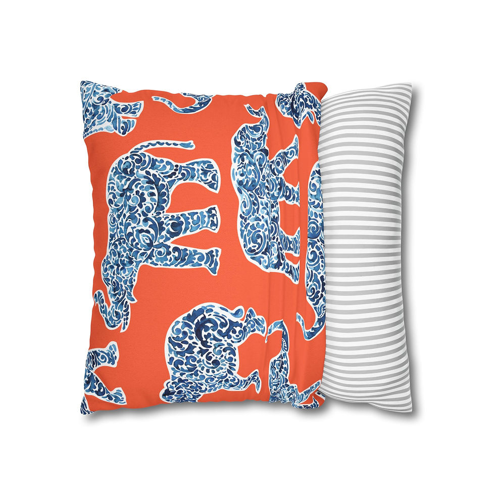 Thumbnail: Coral Blue Paisley Elephant Pillowcase