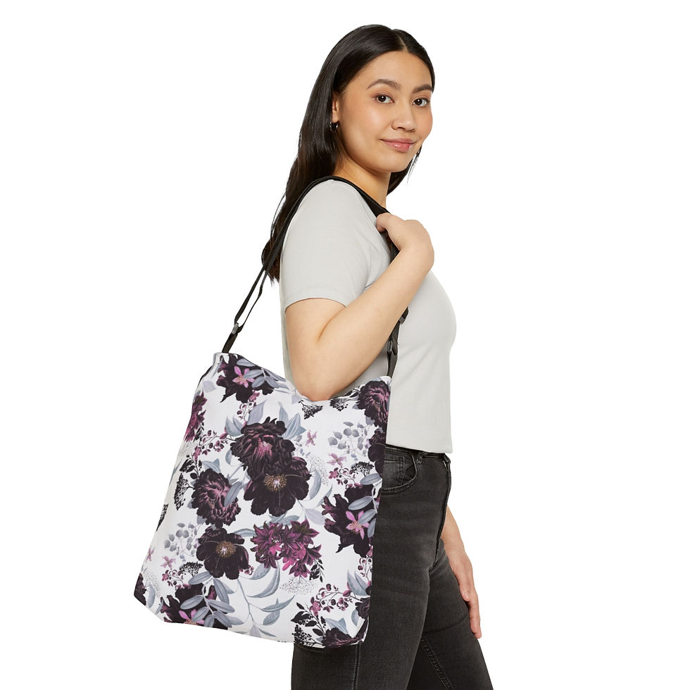 Thumbnail: Maroon Garden Adjustable Tote Bag (AOP)