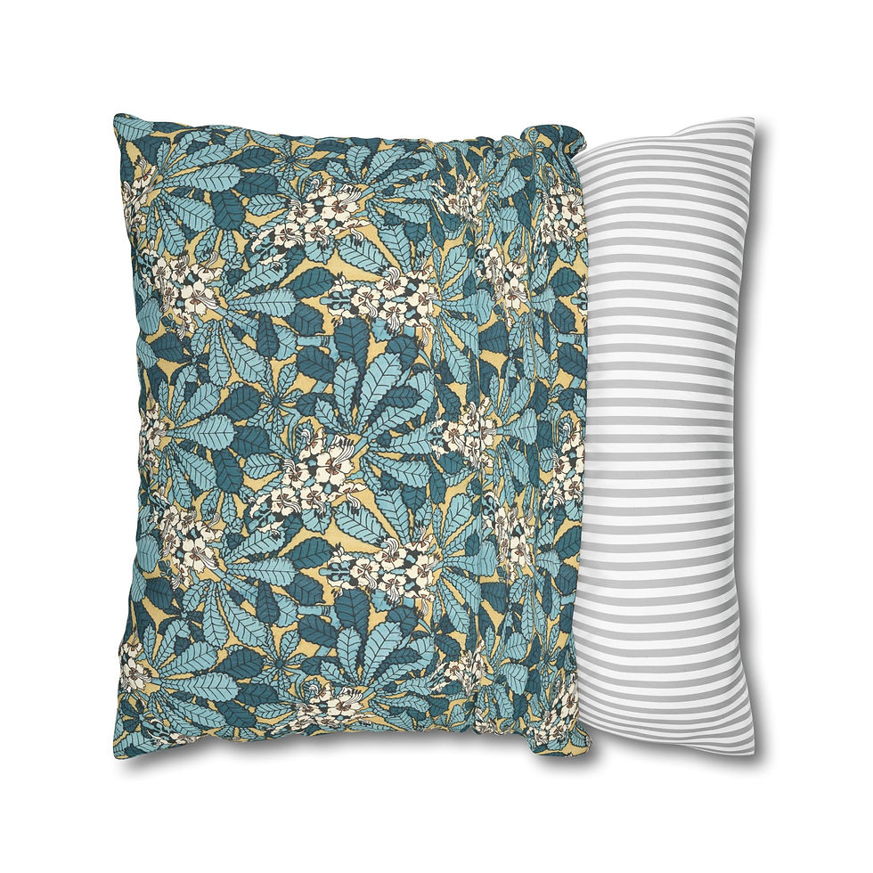 Thumbnail: Botanical Blue Floral Pillowcase — Square Decorative Throw Pillow Cover