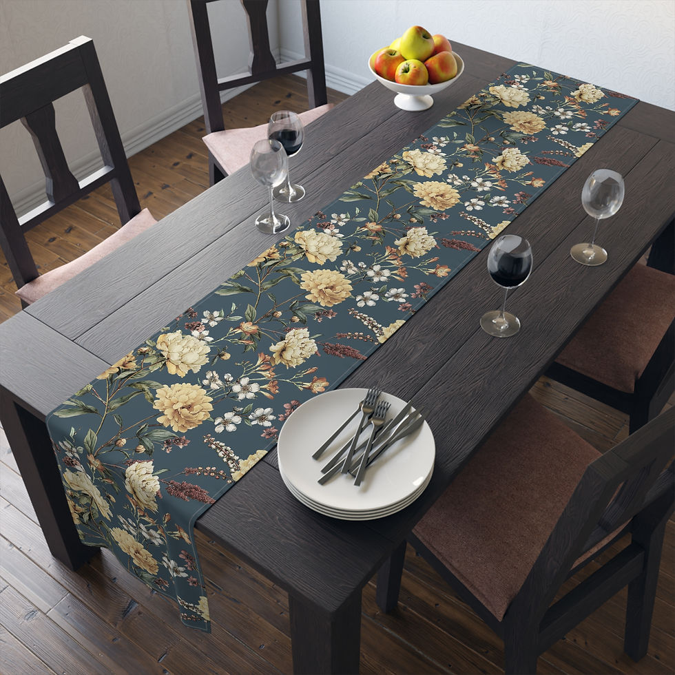 Thumbnail: Vintage Peonies Floral Cotton/Poly Table Runner