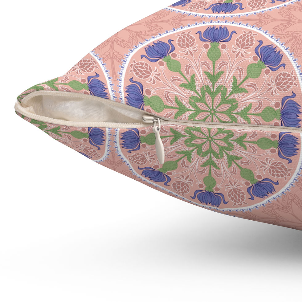 Thumbnail: Boho Floral Square Pillow - Decorative Cushion for Cozy Home Decor