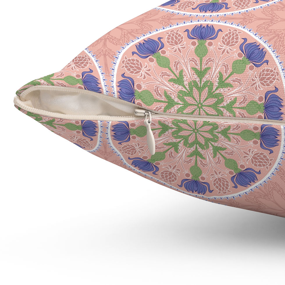 Thumbnail: Boho Floral Square Pillow - Decorative Cushion for Cozy Home Decor
