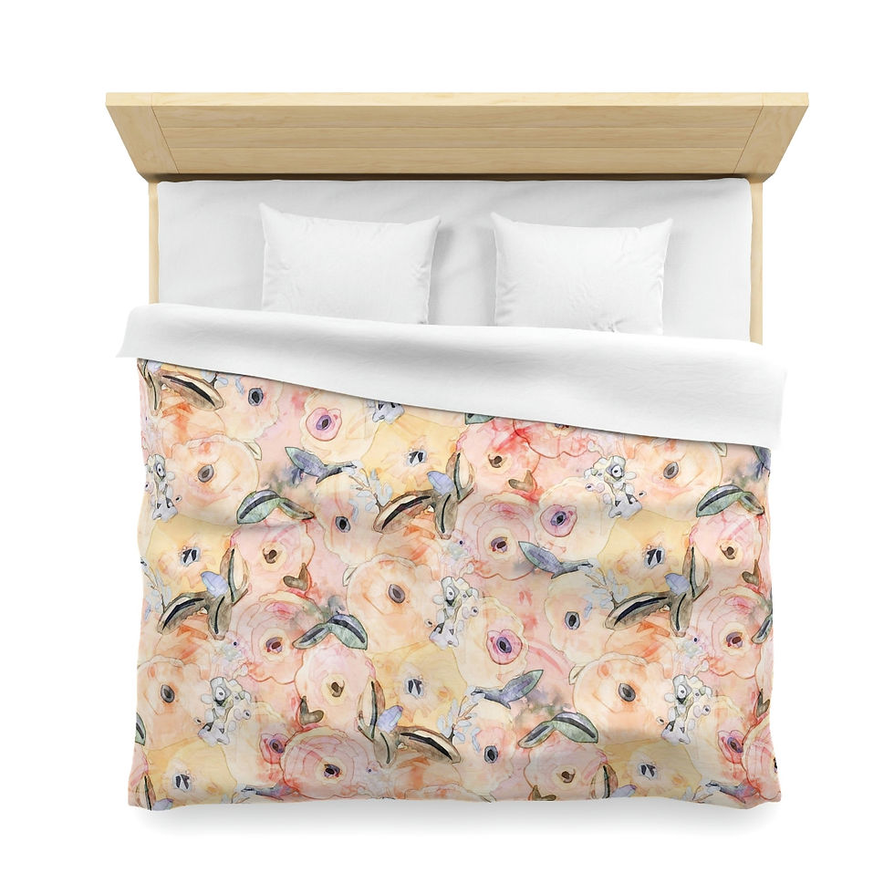 Thumbnail: Abstract Peachy Roses Microfiber Duvet Cover