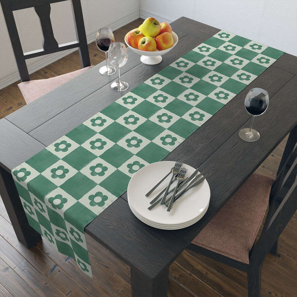 Thumbnail: Meadow Flowers Table Runner, Modern Cotton & Poly Runner 