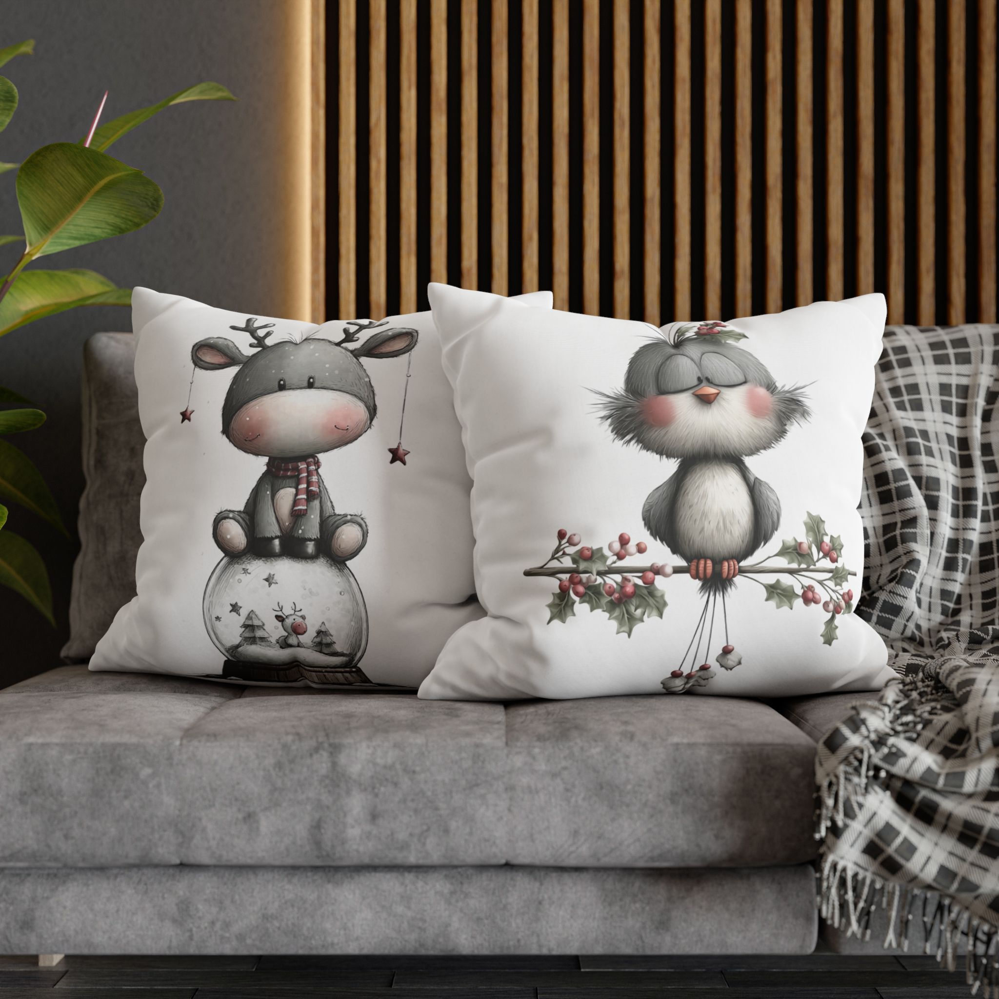 Cute Bird Floral Pillowcase — Whimsical Nursery Square Throw Pillow