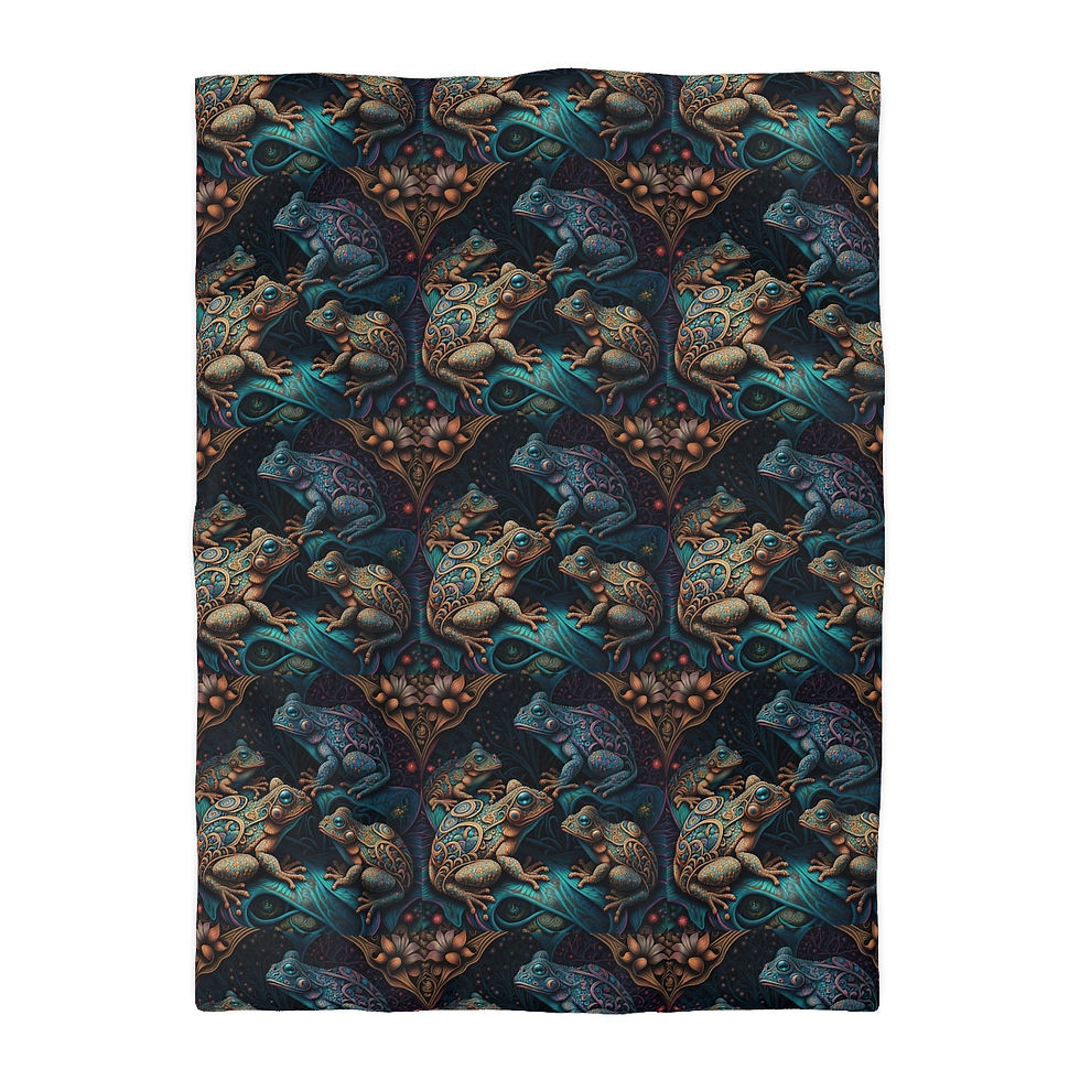 Thumbnail: Artistic Frogs #1 Microfiber Duvet Cover