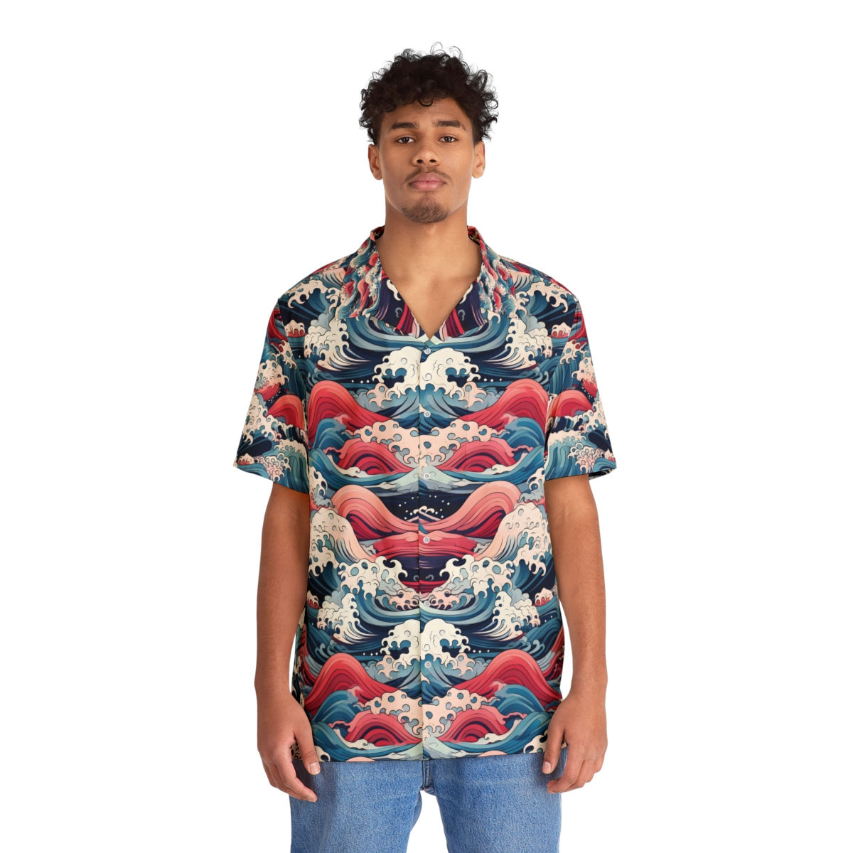 Japanese Seas Weaved Men's Hawaiian Shirt