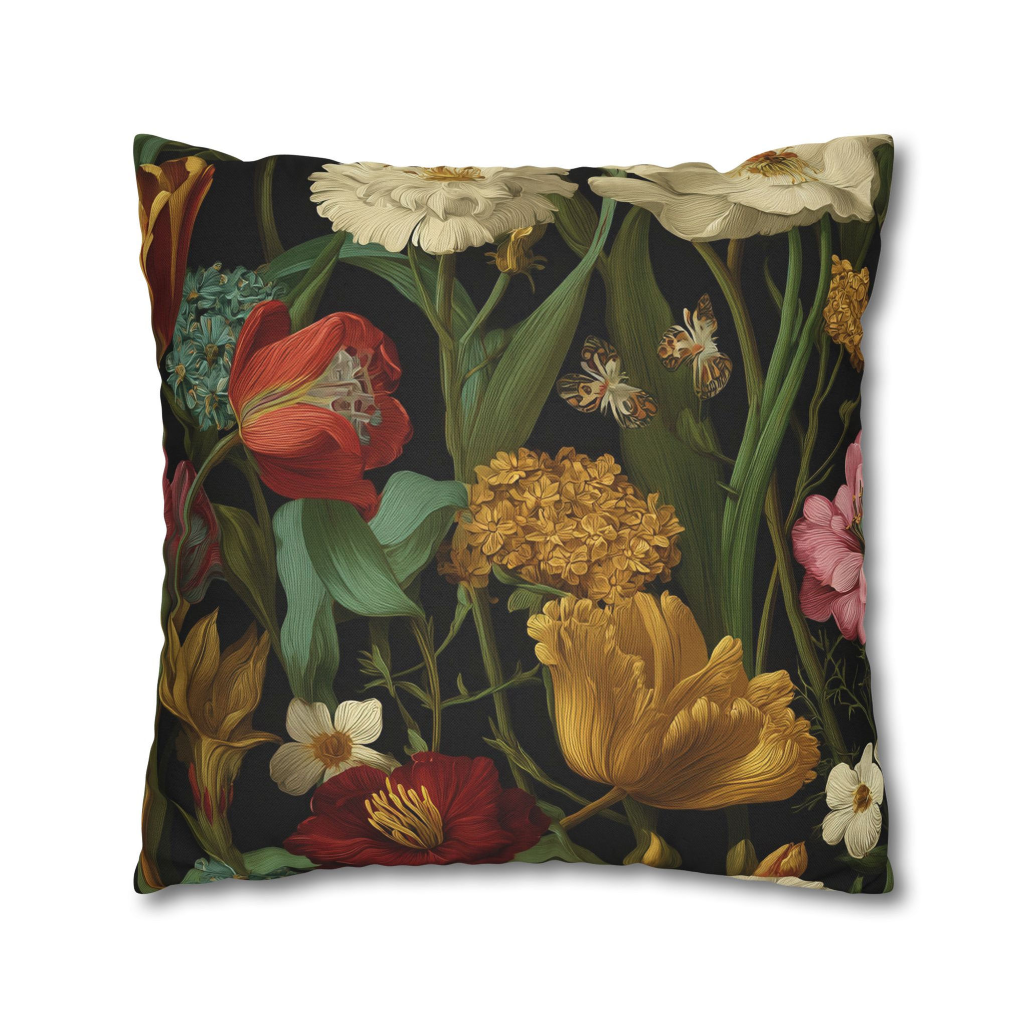 Talia 2 Floral Vintage Pillowcase Throw Pillow Cover
