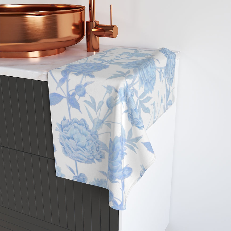 Thumbnail: Soft Blue Floral Hand Towel