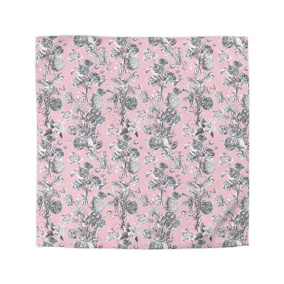 Thumbnail:  Toile Navy Blush Microfiber Duvet Cover