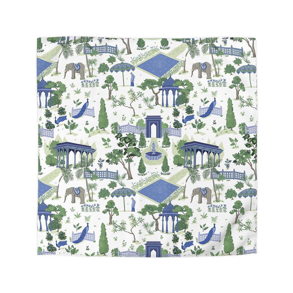 Thumbnail:  MUGHAL (White) Garden Delights Duvet Cover