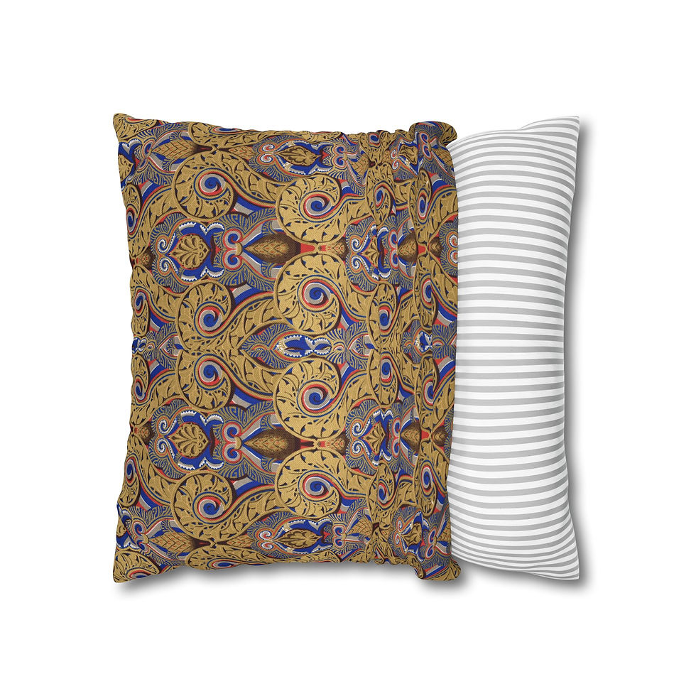 Thumbnail: Indian Golden Vintage Tile Decorative Pillowcase