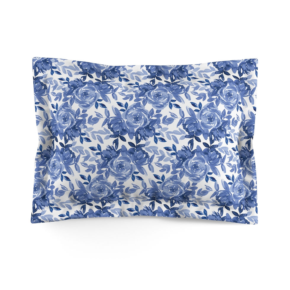 Thumbnail: Blue Roses Microfiber Pillow Sham