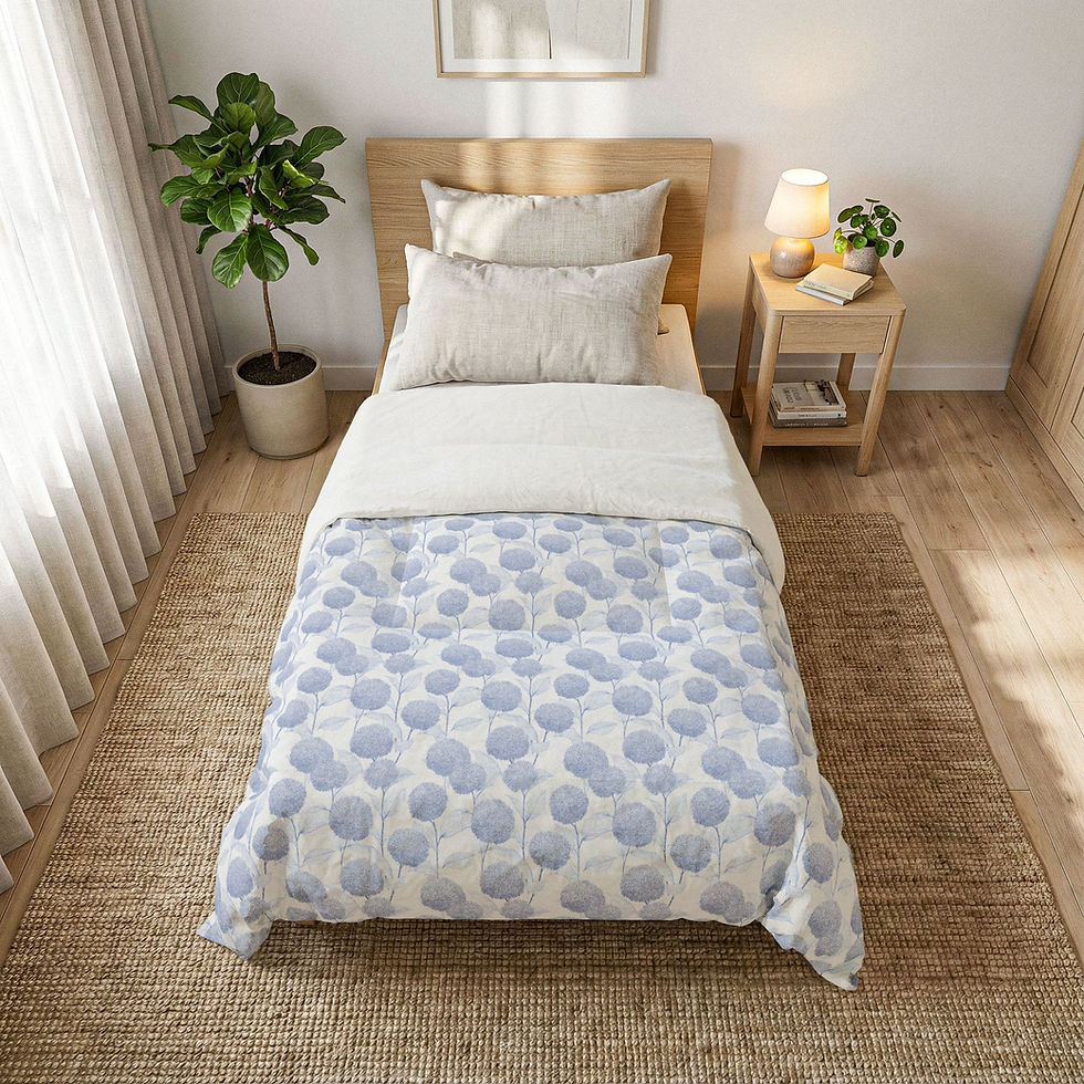 Thumbnail: Blue Watercolor Dot Cotton Comforter — Soft Modern Polka Dot Bedding
