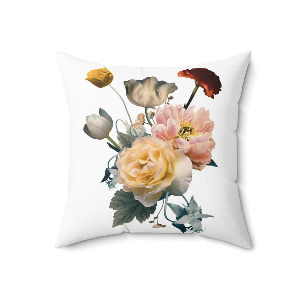 Thumbnail: Real Floral Bouquet Spun Polyester Square Pillow
