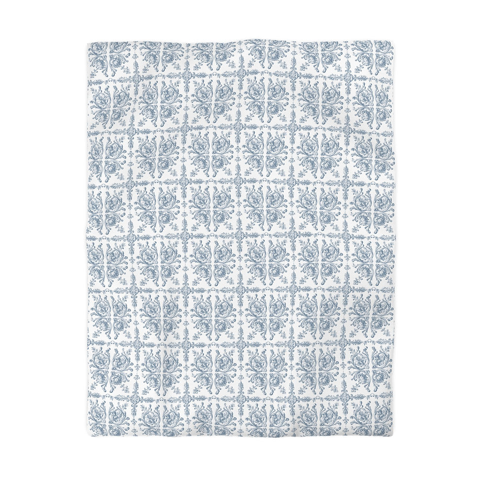 Thumbnail: Microfiber Duvet Cover - Victorian Blue Tile