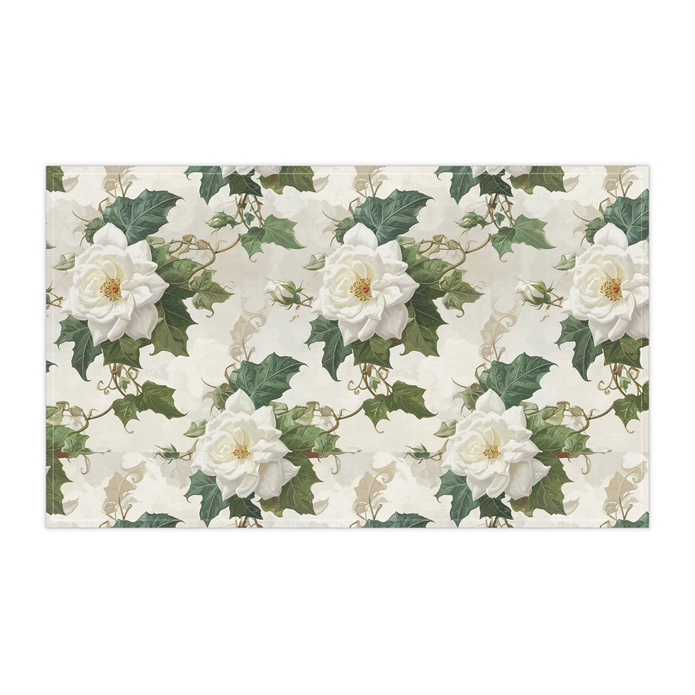 Thumbnail: White Roses and Ivy Elegant  Tea Towels