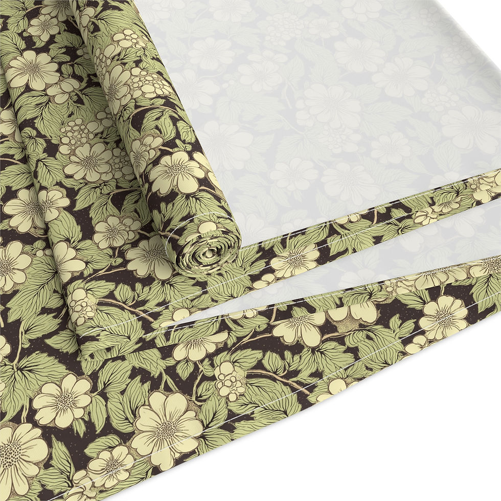 Thumbnail: Vintage Green Floral Table Runner — Cotton/Poly Decorative Dining Accent