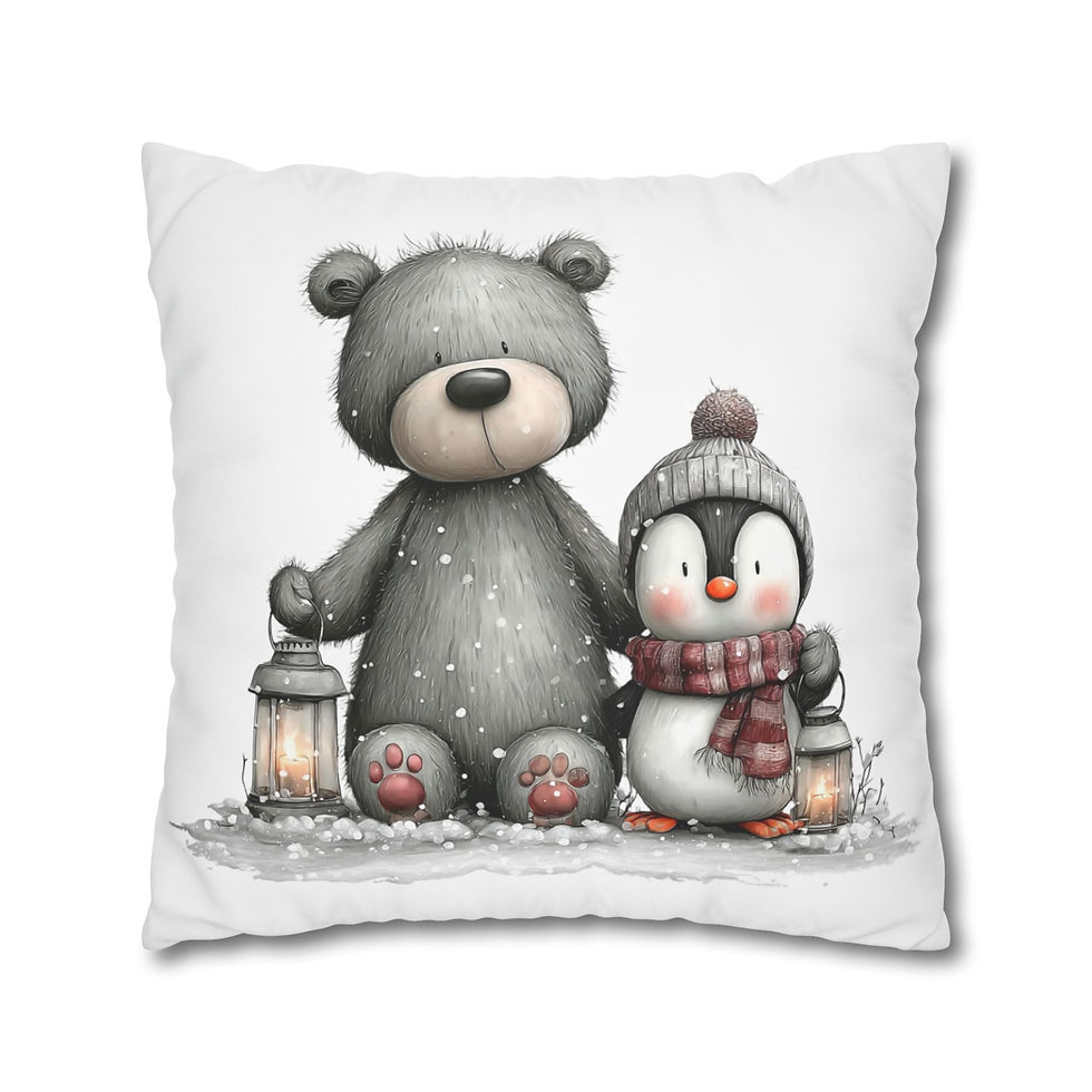Thumbnail: Cute Reindeer Throw Pillowcase – Holiday Decorative Square Pillow Cover