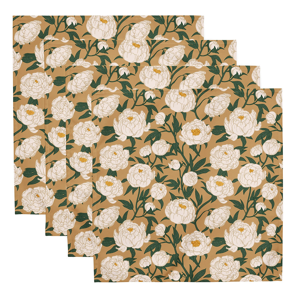 Thumbnail: Creme Peonies Cloth napkin set