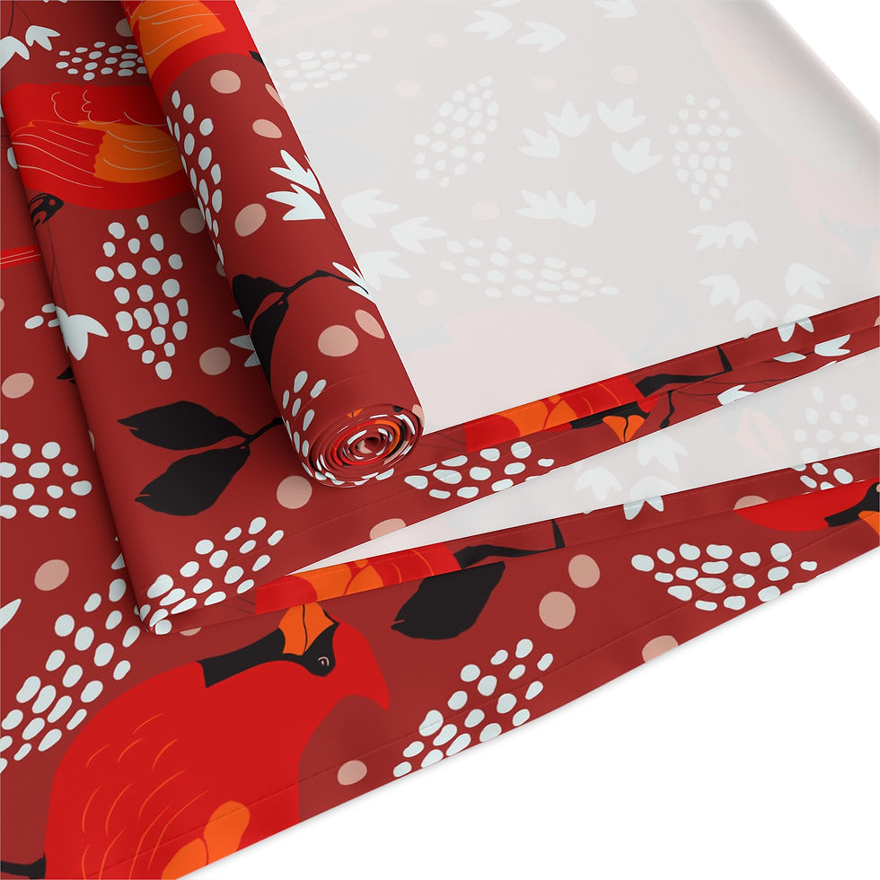 Thumbnail: Bird Pattern Table Runner — Terracotta Floral Cotton-Poly Dining Decor