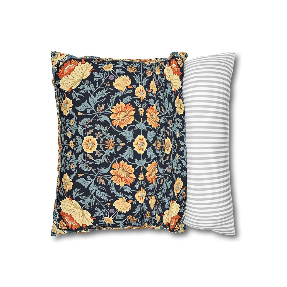 Thumbnail: Vintage Floral Cushion Cover — Navy William Morris Style Square Pillowcase