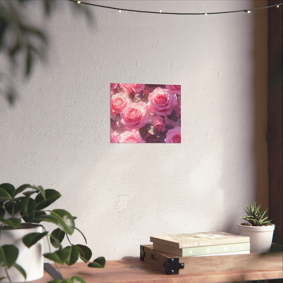 Thumbnail: Pink Rose Fine Art Poster, Floral Wall Decor, Romantic Gift