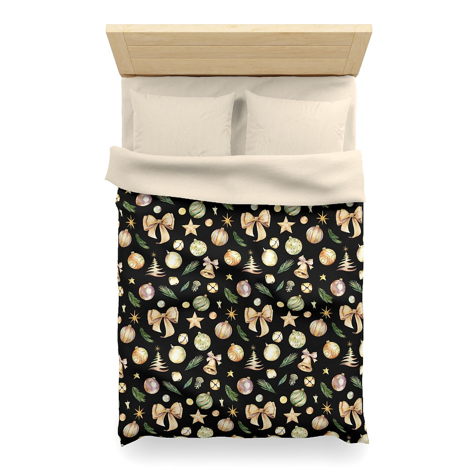 Thumbnail: Golden Christmas Bows Microfiber Duvet Cover