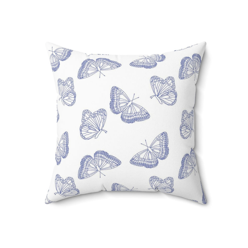 Thumbnail: Chinoiserie Blue Spun Polyester Square Pillow
