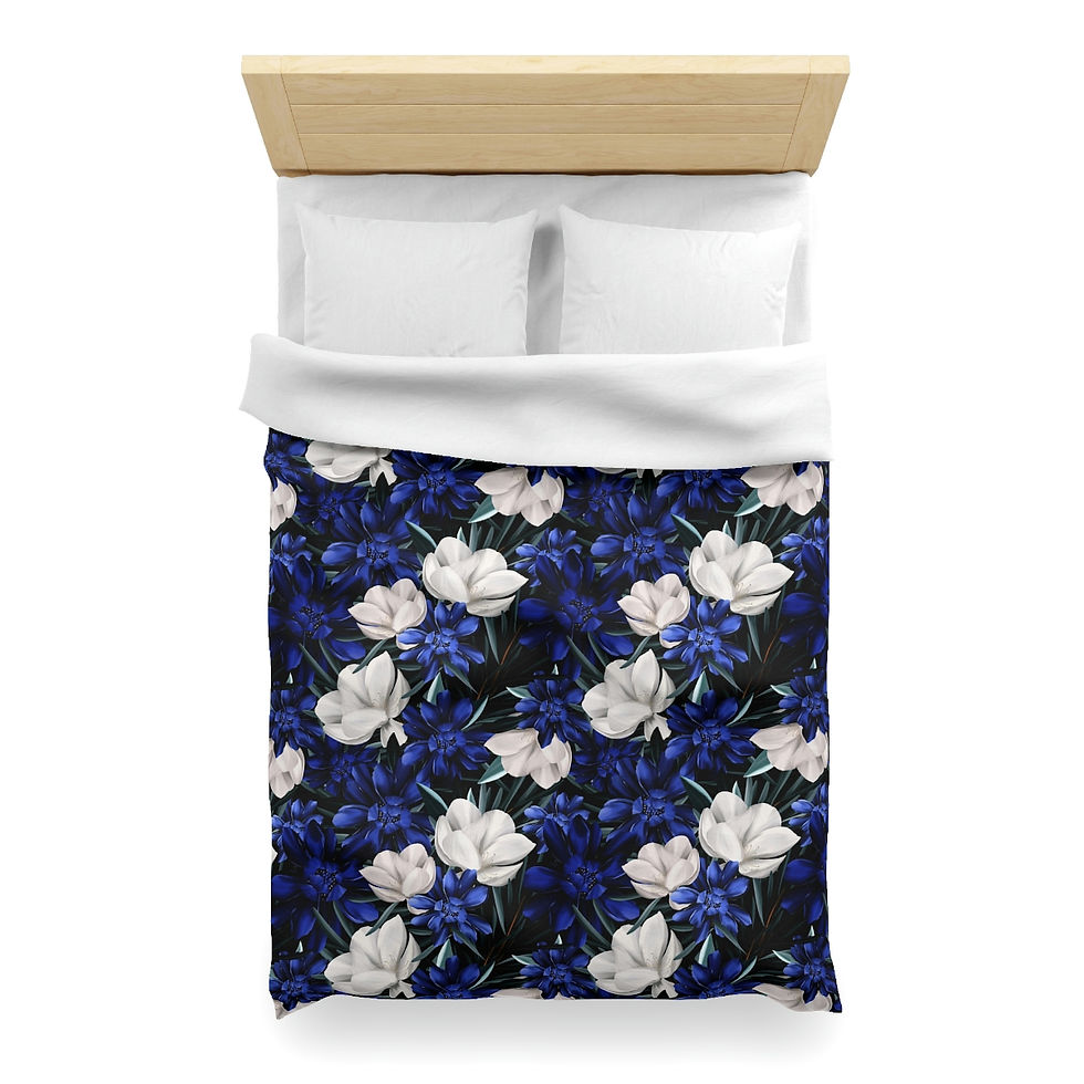 Thumbnail: Kiss of Spring  Blue/White on Microfiber Duvet Cover