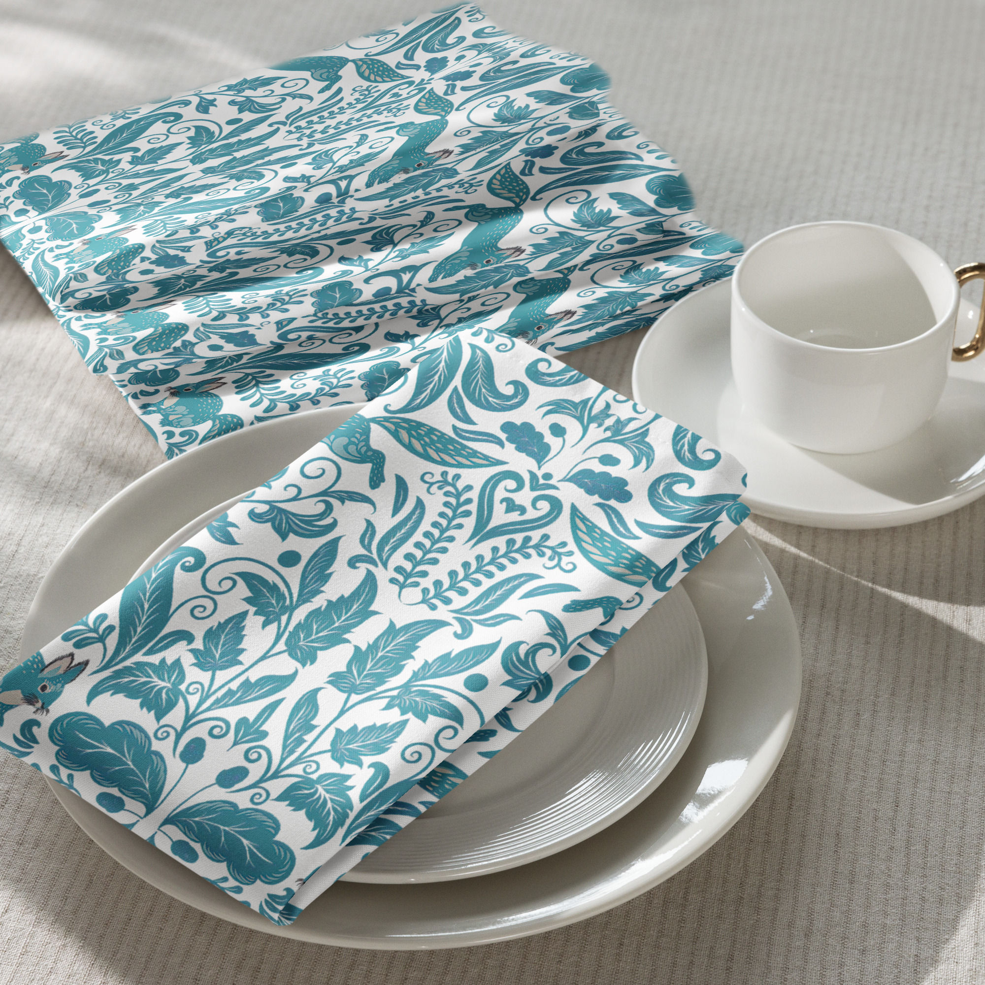 Damask Squirrel Cloth napkin set