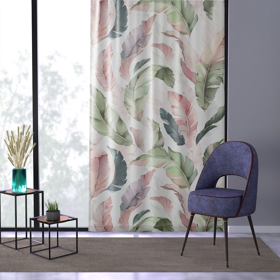 Thumbnail: Beautiful Leaves (White)  Window Curtain