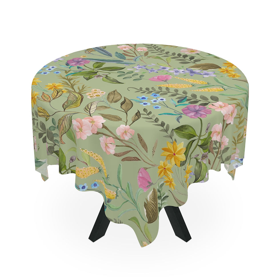 Thumbnail: Garden Floral (Pastel Green) Tablecloth - Perfect for Gatherings & Celebrations
