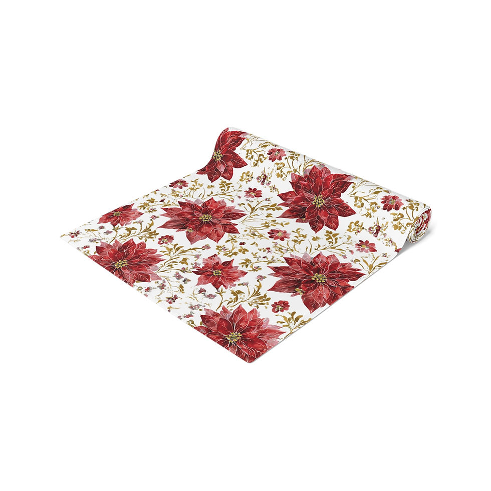 Thumbnail: Poinsettia Holiday Table Runner — Red Floral Christmas Dining Decor