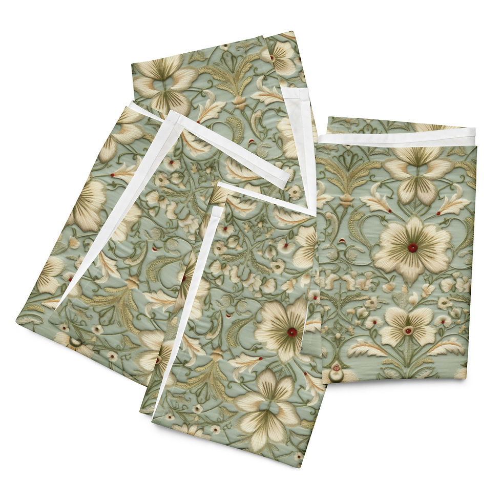 Thumbnail: Yellow and Green Embroidery PRINT Cloth napkin set