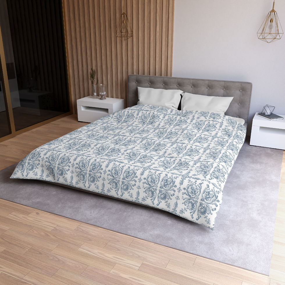 Thumbnail: Microfiber Duvet Cover - Victorian Blue Tile