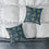 Thumbnail: Golden Reindeer and Stars (Aqua Emerald Green) Spun Polyester Pillow