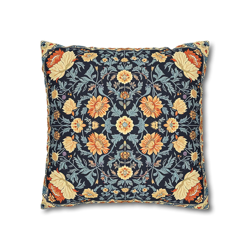 Thumbnail: Vintage Floral Cushion Cover — Navy William Morris Style Square Pillowcase