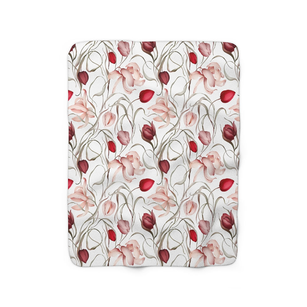 Thumbnail: Sulė Tulips White Sherpa Fleece Blanket