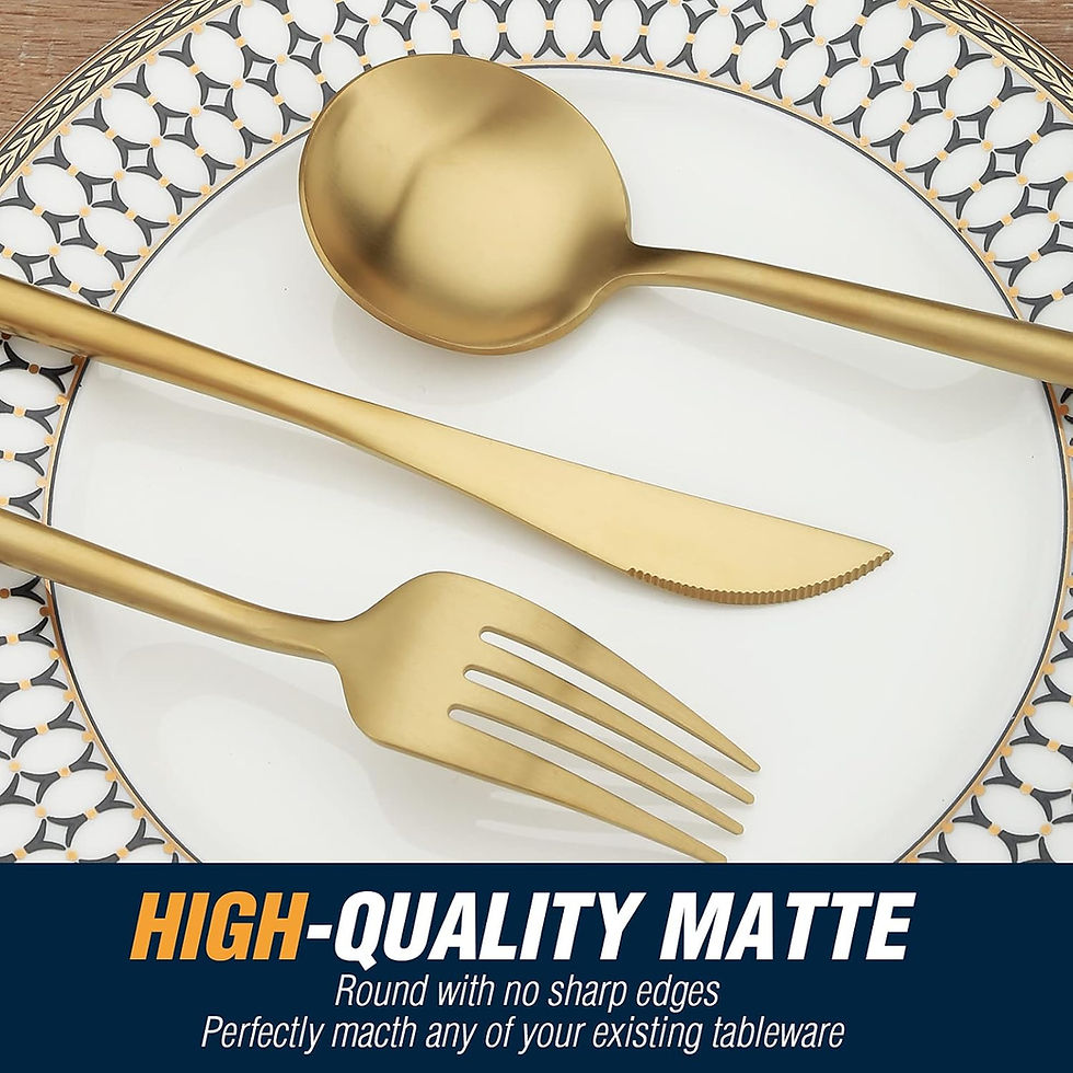 Thumbnail: 20 Pcs Gold Silverware Set, Stainless Steel Flatware Set Service for 4, Matte G
