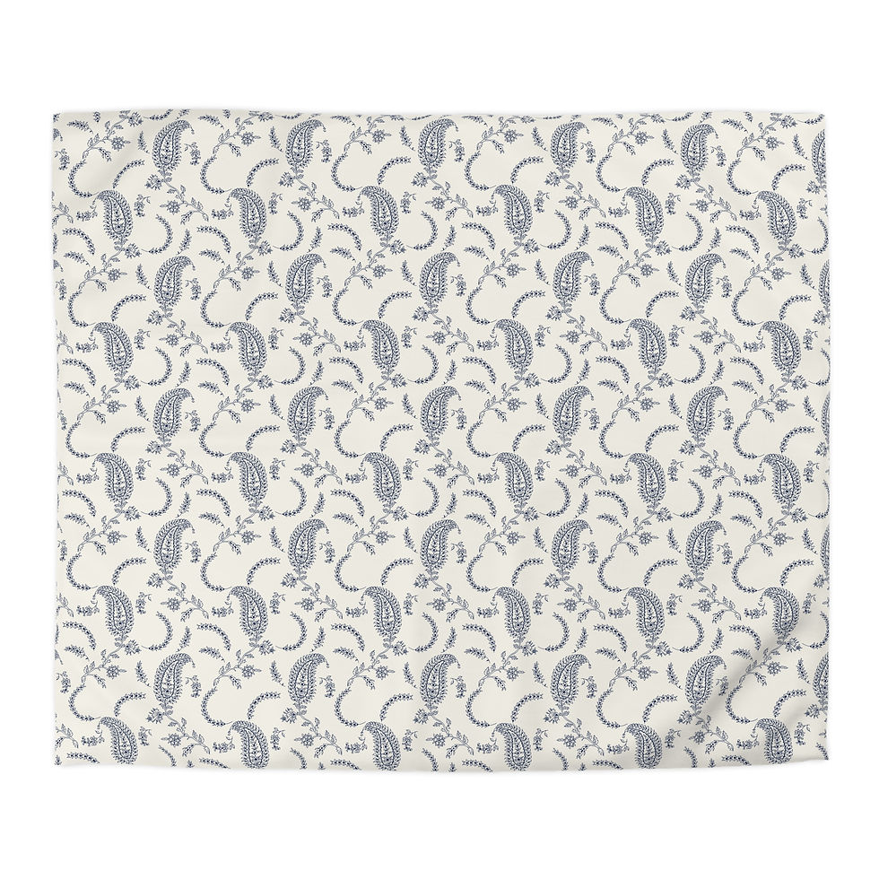 Thumbnail: Simulated Block Print Paisley Microfiber Duvet Cover 