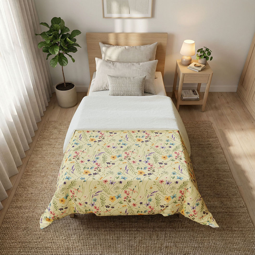 Thumbnail: Cottagecore Cotton Bedding with Wildflower Print Duvet 