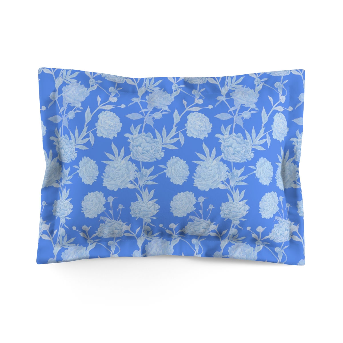 Blue Peonies Garden Microfiber Pillow Sham
