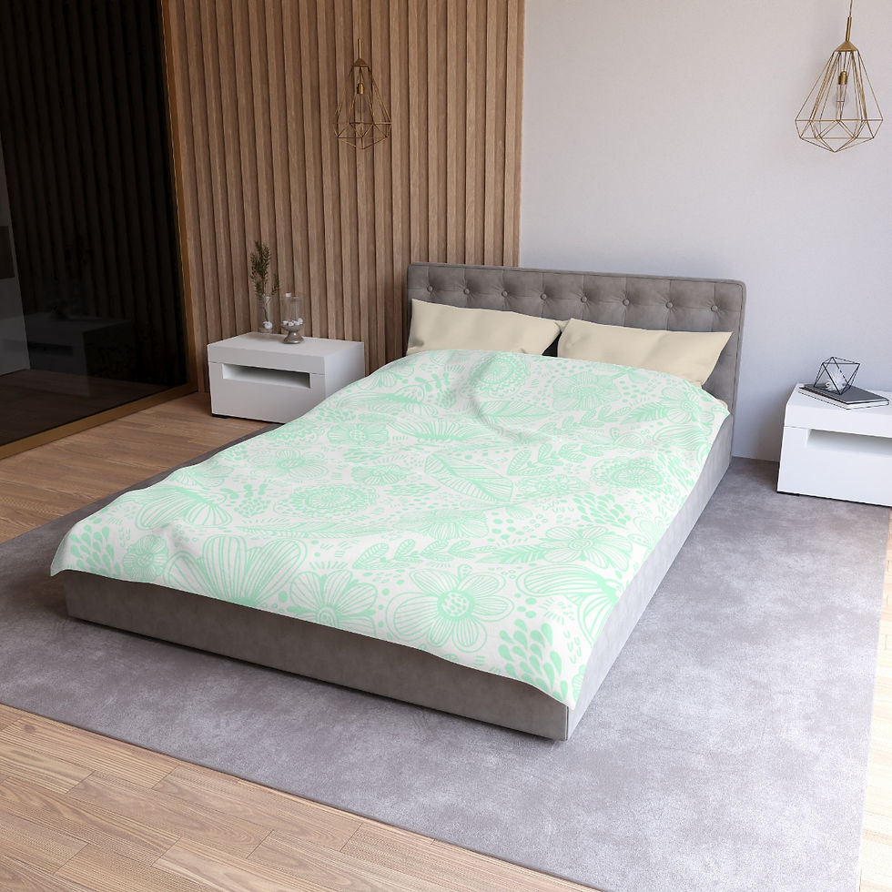 Thumbnail: Hint of Mint Garden Microfiber Duvet Cover