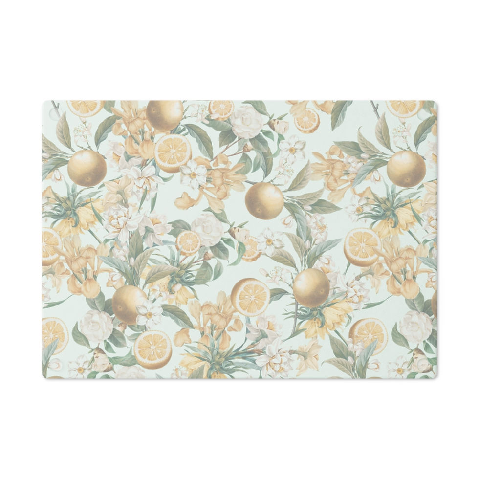Thumbnail: Traditional Lemon and Floral on Sage Cutting Board