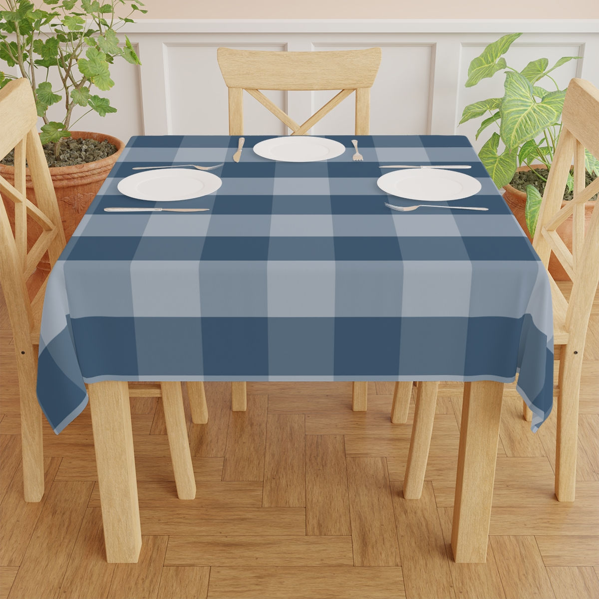 Blue Plaid Tablecloth