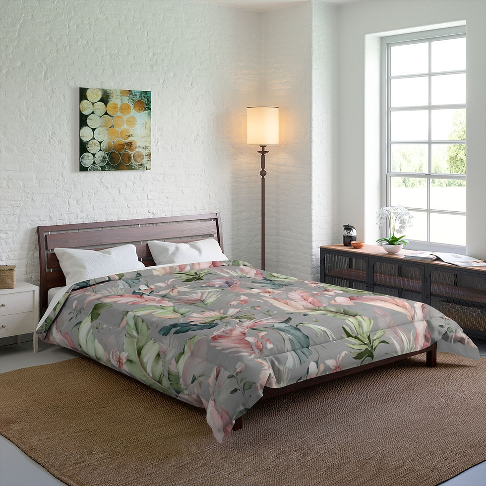 Thumbnail: Beautiful Leaves (Gray) Comforter