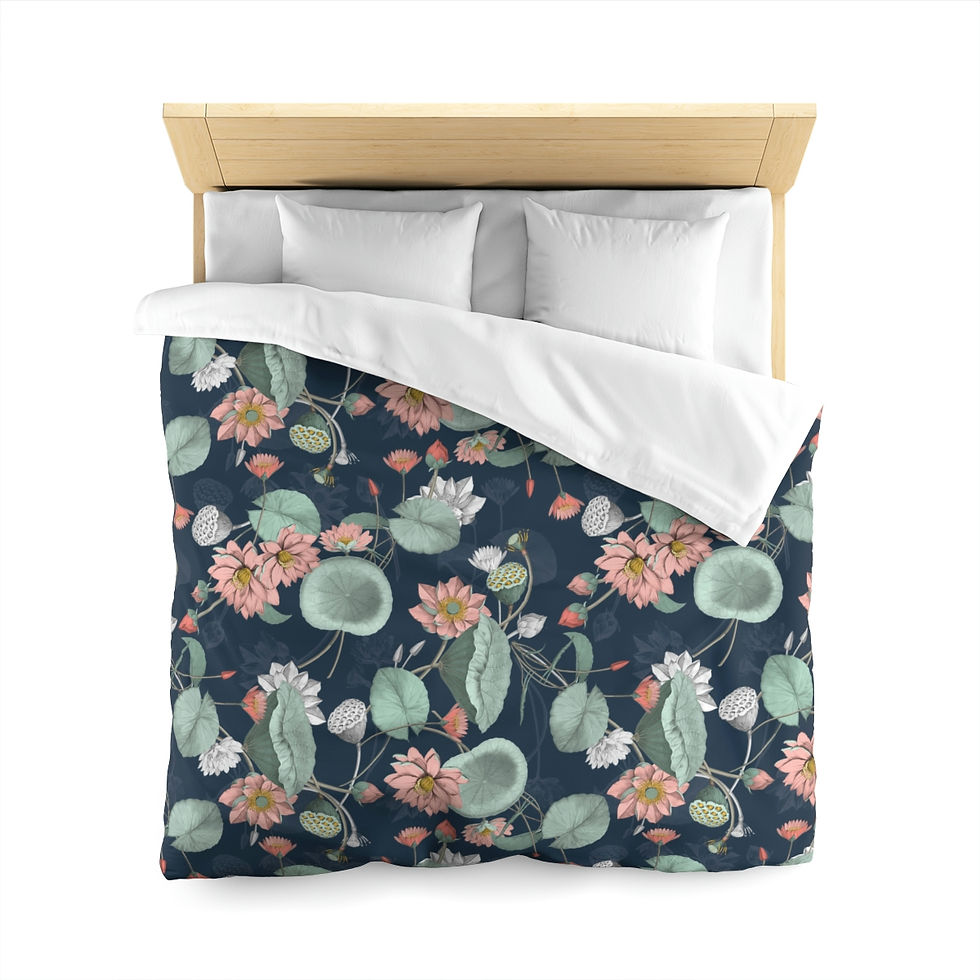 Thumbnail: Nelumbo (Midnight) Microfiber Duvet Cover