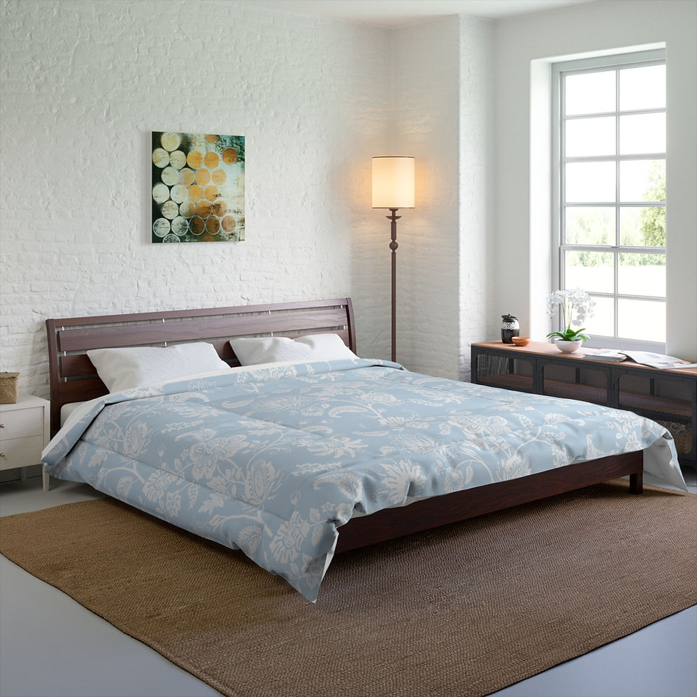 Thumbnail:  Dempsey Blue Elegant Floral Comforter 